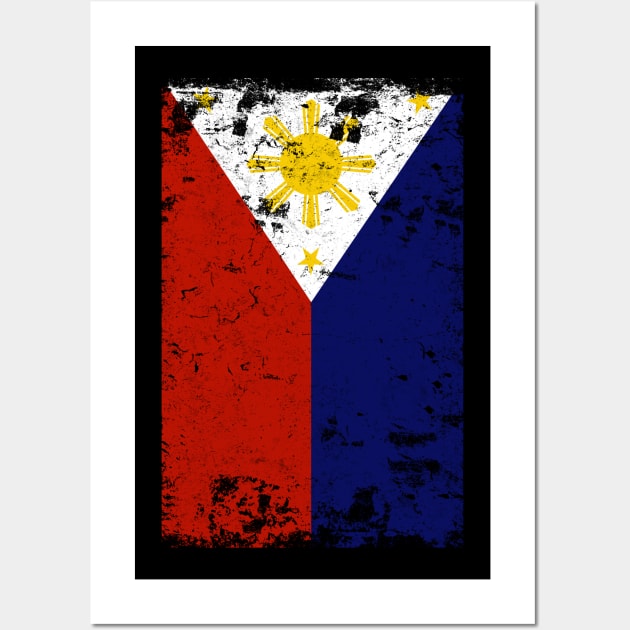 Filipino Vintage Distressed Philippines Flag Wall Art by BANWA